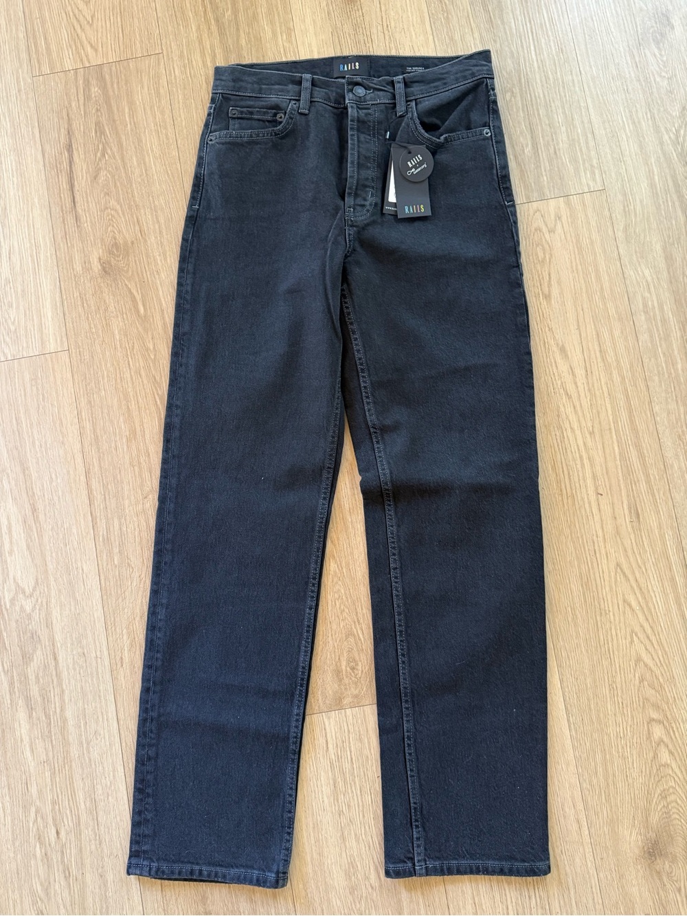 Rails Black Topanga High Rise Straight Jeans